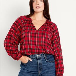 Old Navy Split Neck Seersucker Top Sz M